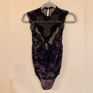 Victoria's Secret Black mesh and lace bodysuit size medium new with tags
